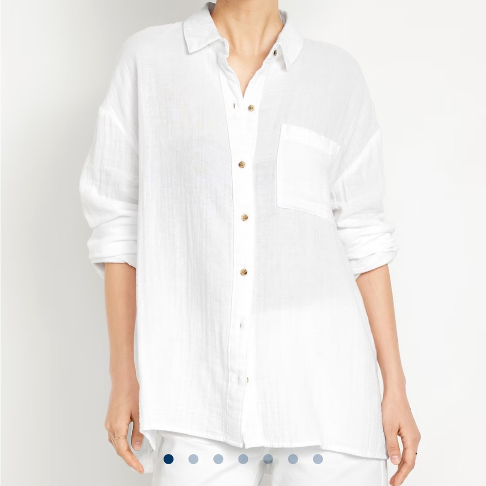 NWT Old Navy Crinkle Gauze Loose Button-Down Shirt - White
